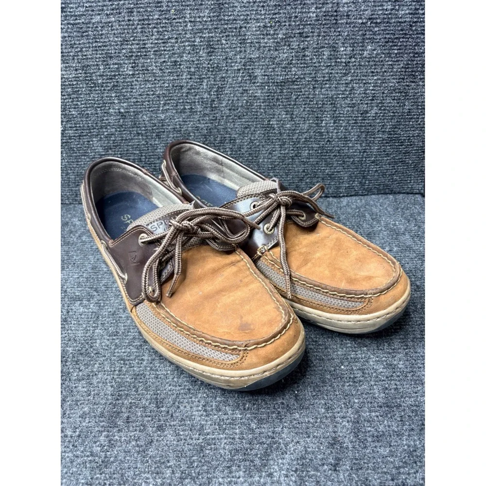 Sperry Top-Sider Billfish Men Tan Brown Leather Mesh Boat Shoes STS11735 Size 11